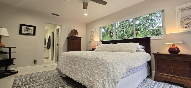 bedroom featuring ceiling fan