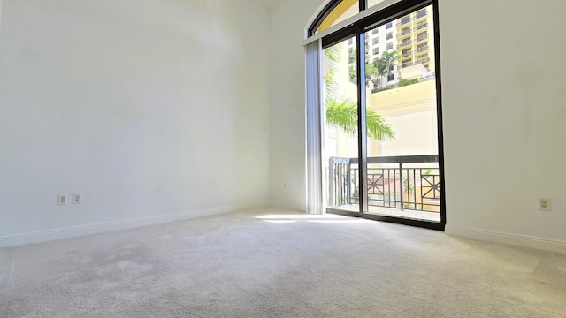 spare room featuring a healthy amount of sunlight and light colored carpet