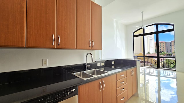 701 S Olive Ave Unit 202, West Palm Beach, FL 33401 - kitchen with a sink, dishwasher, and dark countertops