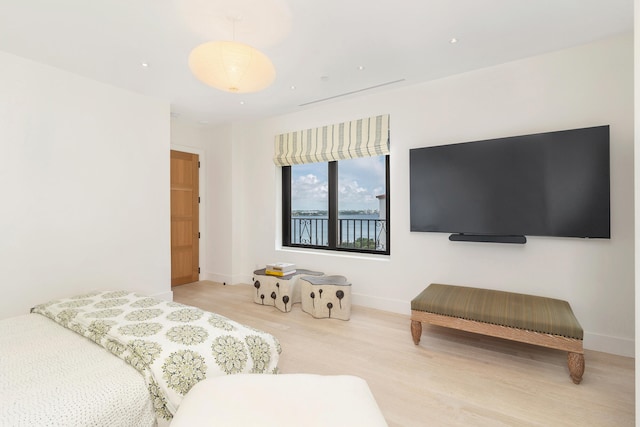 bedroom with hardwood / wood-style floors