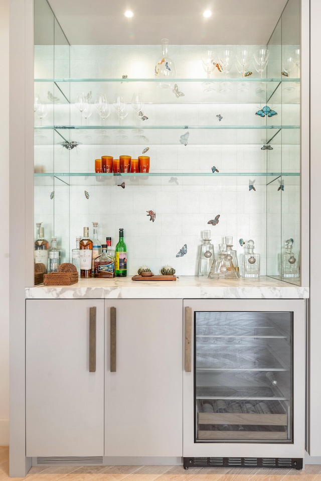 bar with wine cooler