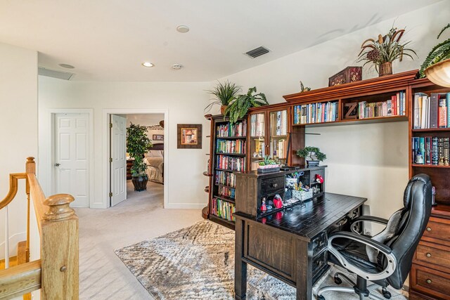 office featuring light colored carpet