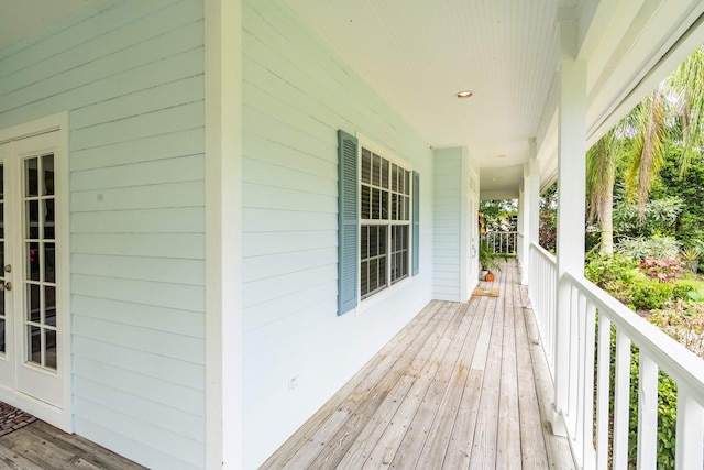 wooden deck with covered porch