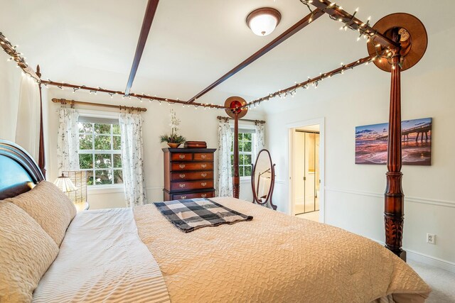 bedroom with carpet floors and multiple windows