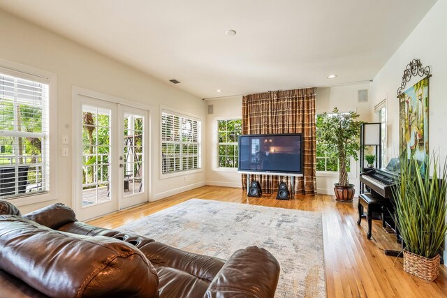 living room with light wood-type flooring