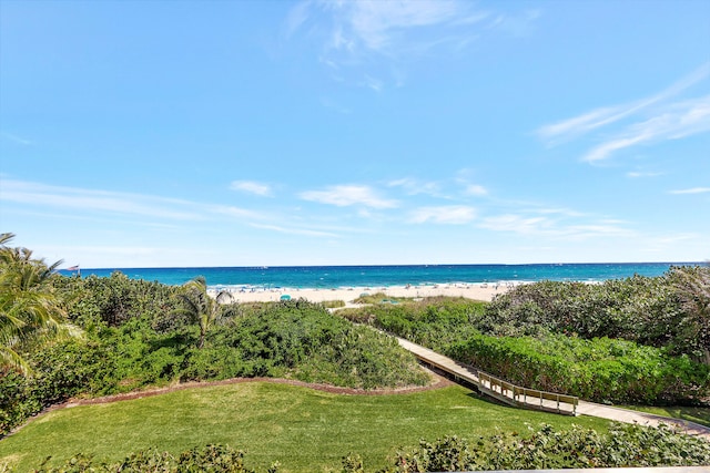 property view of water with a beach view