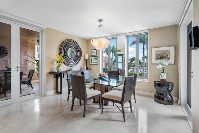 dining room featuring french doors