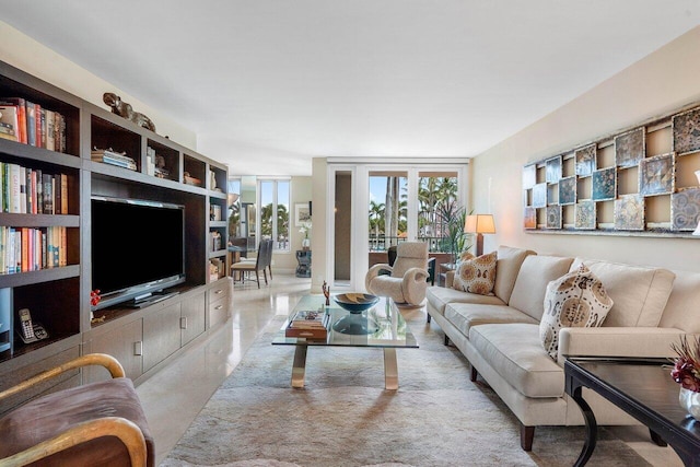 living room with french doors