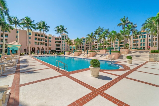 view of pool featuring a patio