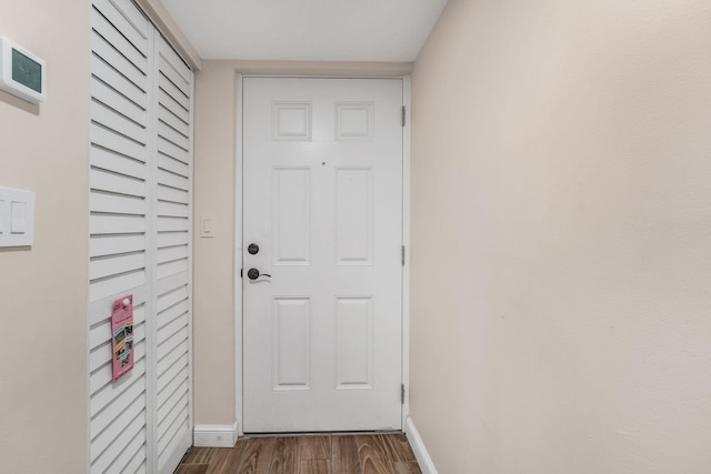 entryway featuring dark wood-type flooring