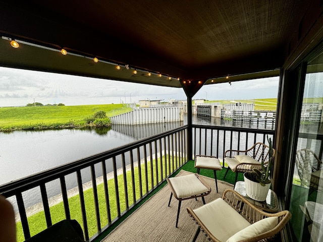 balcony with a water view