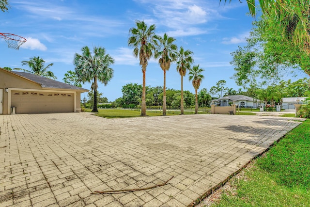 exterior space with a garage