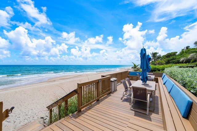 exterior space with a view of the beach and a water view