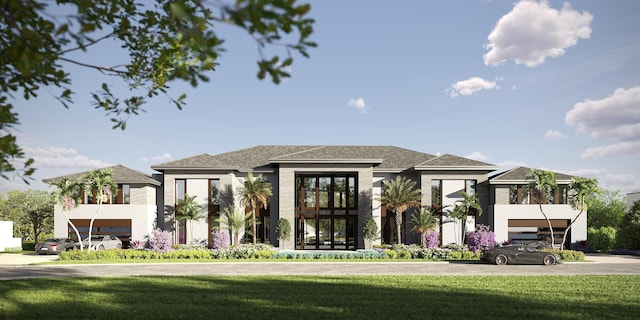 view of front of property with a front lawn and stucco siding