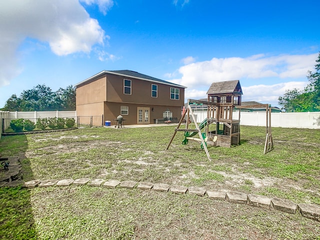 view of yard with a playground