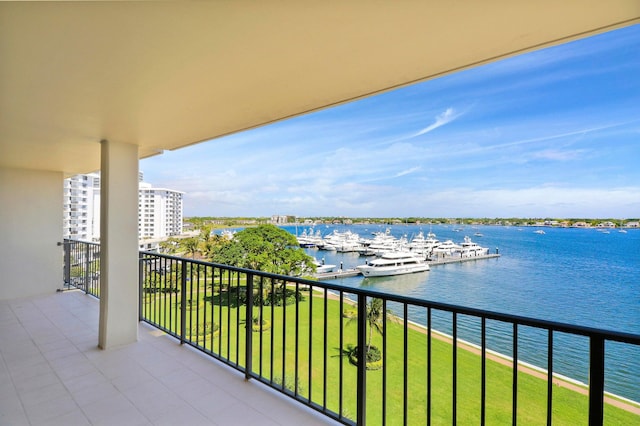 balcony with a water view