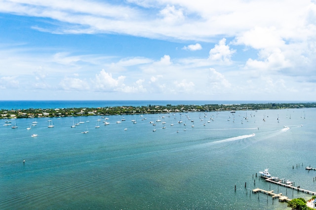 property view of water featuring a dock