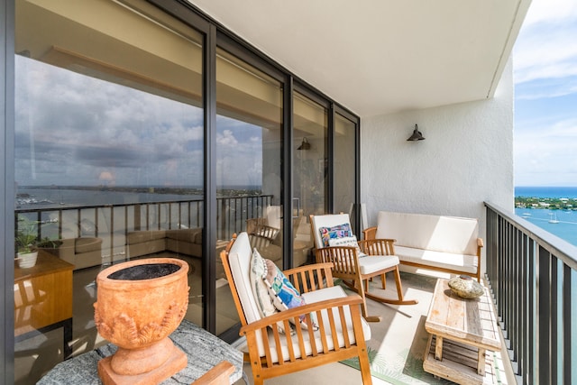 balcony with a water view