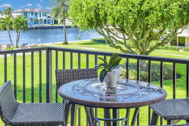 balcony with a water view