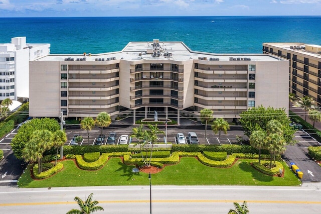 exterior space featuring a water view