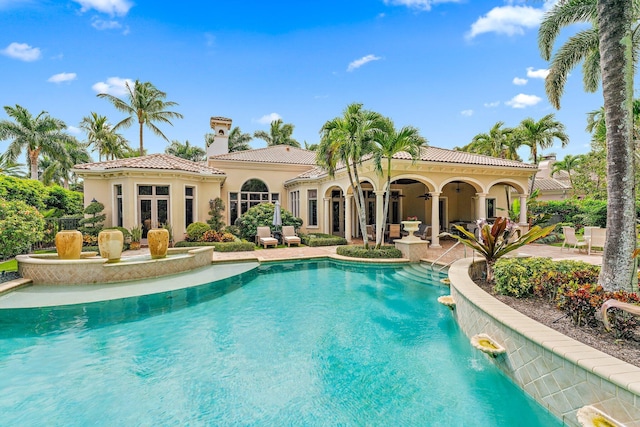 view of pool featuring a patio