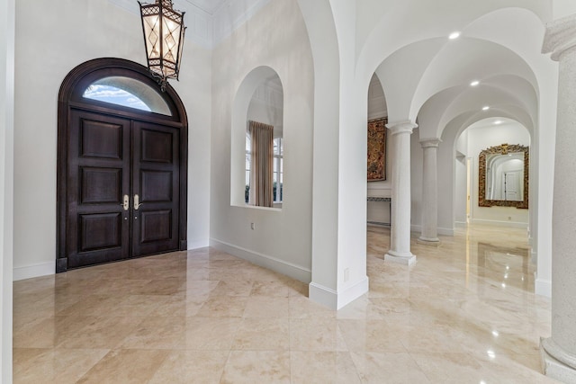 entrance foyer with decorative columns