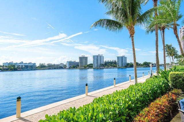 view of water feature featuring a dock