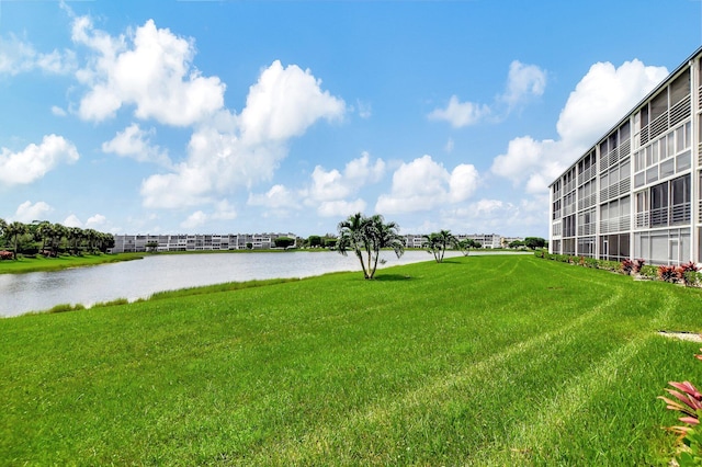 view of yard with a water view