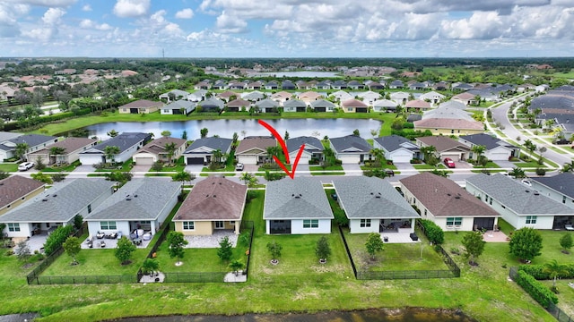 bird's eye view featuring a water view