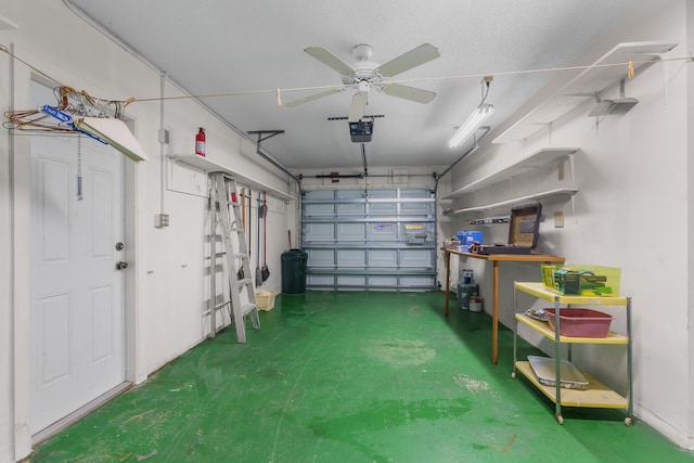 2078 SW 13th Ter, Boynton Beach, FL 33426 - garage featuring a garage door opener and ceiling fan