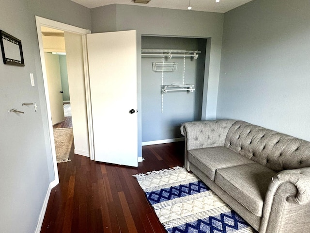 interior space with dark hardwood / wood-style flooring