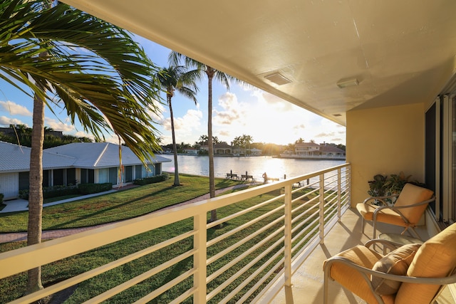 balcony with a water view