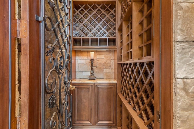 view of wine cellar