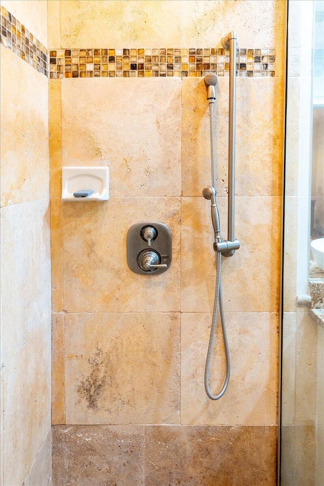 interior details with tiled shower