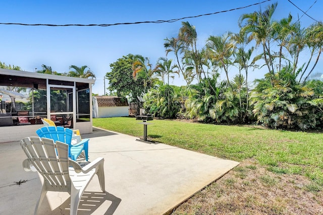 view of patio with a sunroom