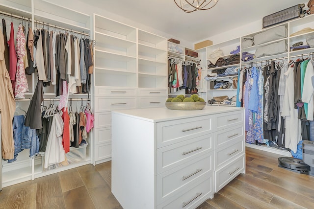 spacious closet featuring hardwood / wood-style floors