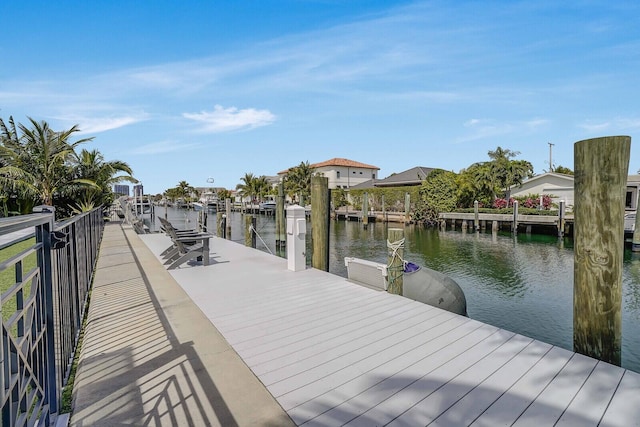 dock area with a water view