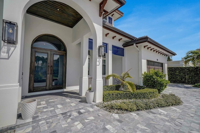 doorway to property with french doors