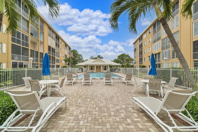 view of pool featuring a patio