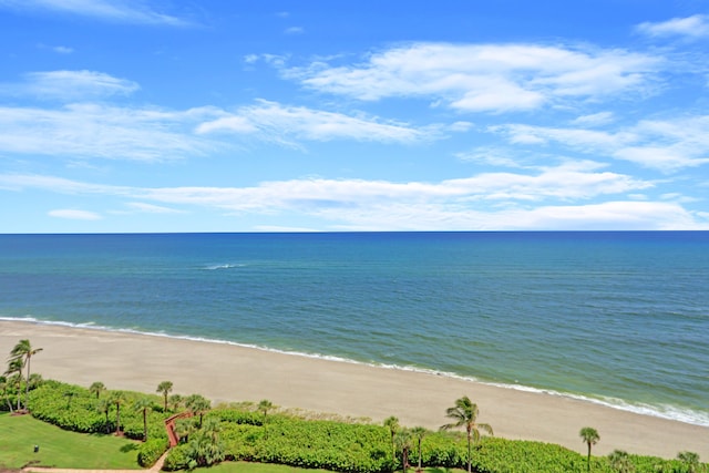 view of water feature featuring a beach view