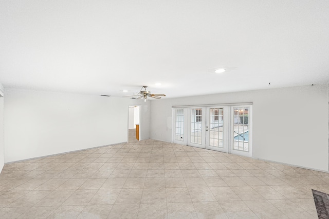 4050 Greenwood Dr, Fort Pierce, FL 34982 - spare room featuring french doors, recessed lighting, and ceiling fan