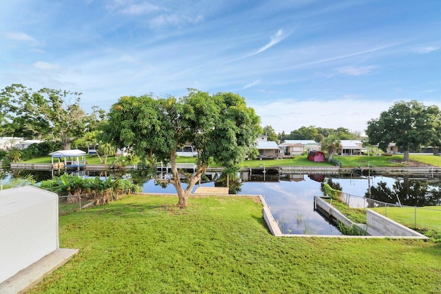 view of yard with a water view