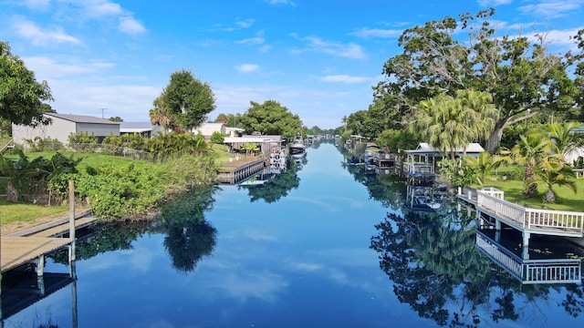 dock area featuring a water view