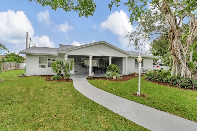 ranch-style house with a front yard