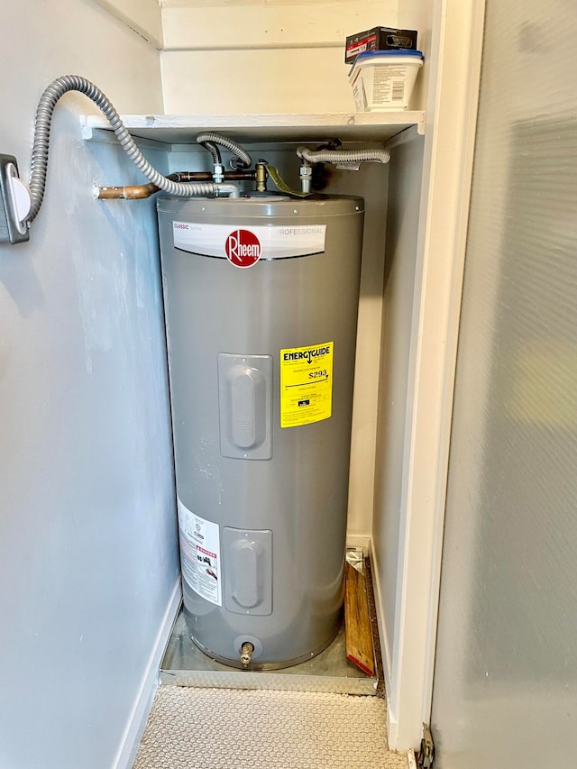 utility room featuring electric water heater