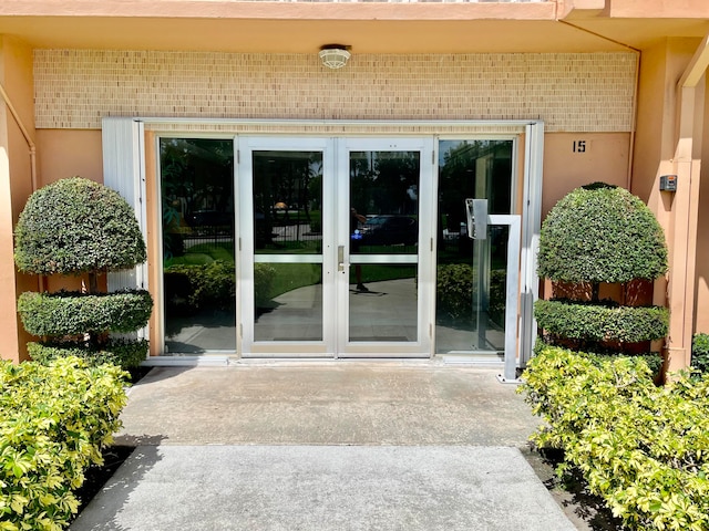 doorway to property with french doors