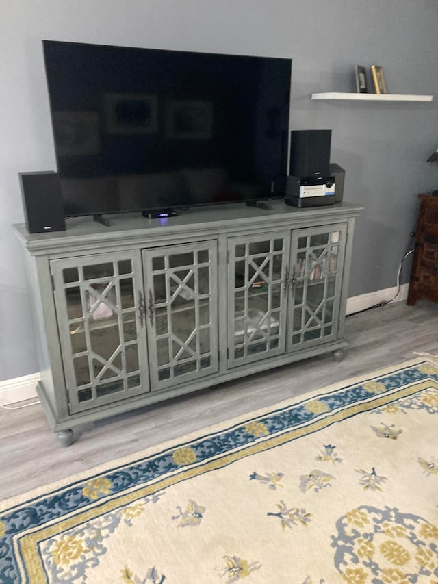 living room with hardwood / wood-style floors