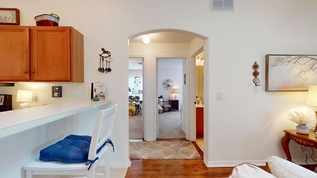 hall featuring dark hardwood / wood-style flooring