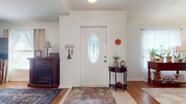 entrance foyer featuring wood-type flooring