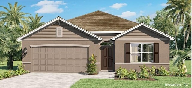 exterior space with a garage